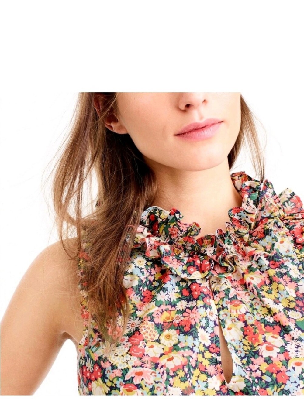 J. Crew Liberty of London Floral Ruffle Neck Blouse - Picture 3 of 7